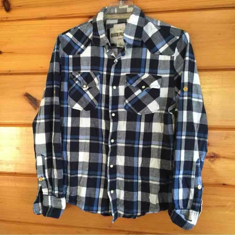 Ditch Plains Cotton Pearl Snaps Long Sleeve Plaid Small Shirt